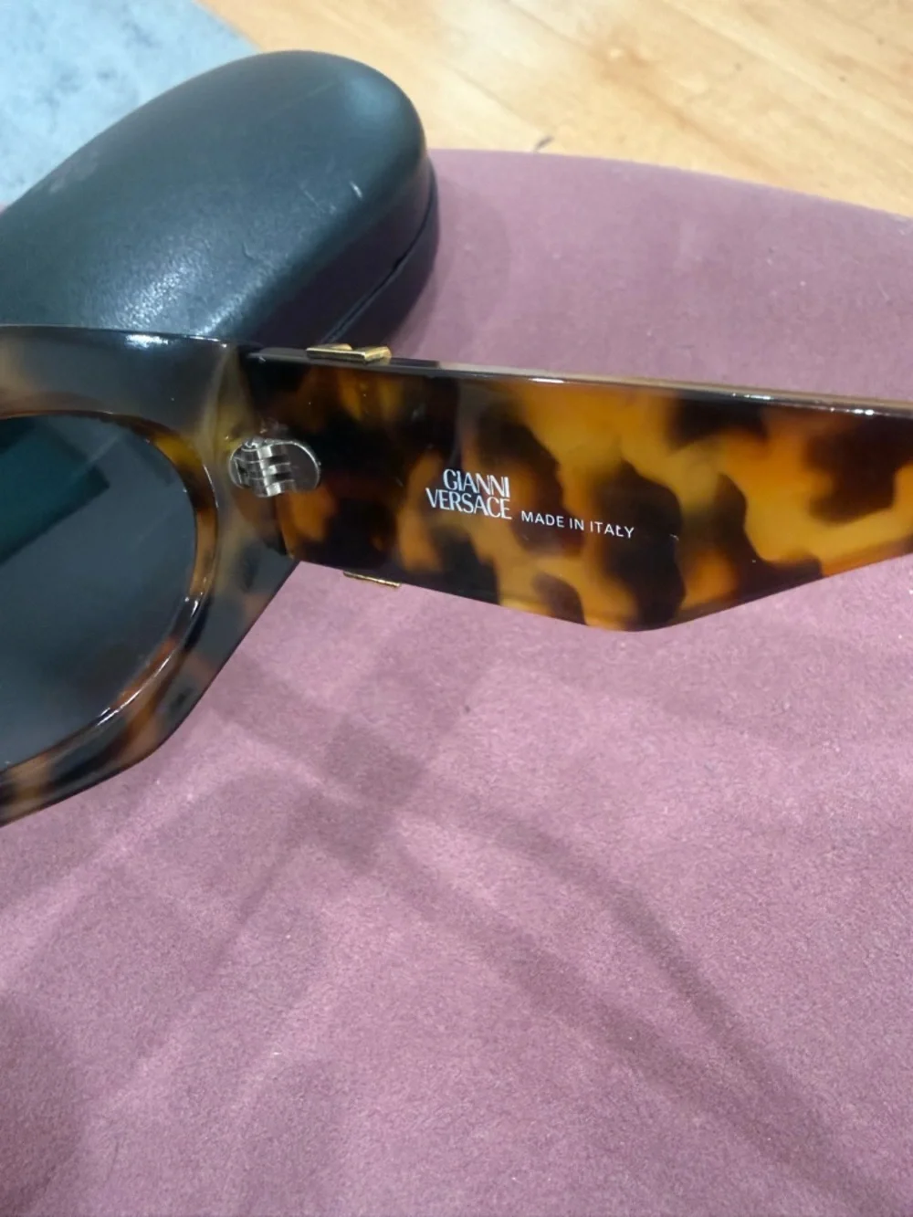Versace Tortoise Shell Sunglasses with Gold Medallion Accents